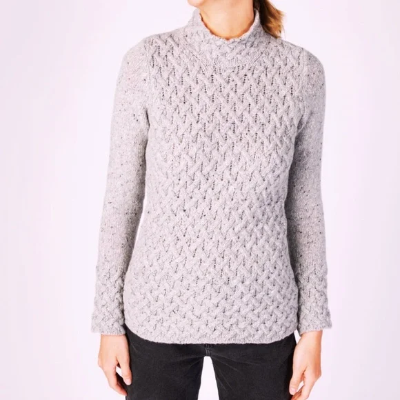 Lavender Skyline Grey Wool Cashmere Cable Knit Trellis Sweater Brand New w/Tags - Picture 8 of 14